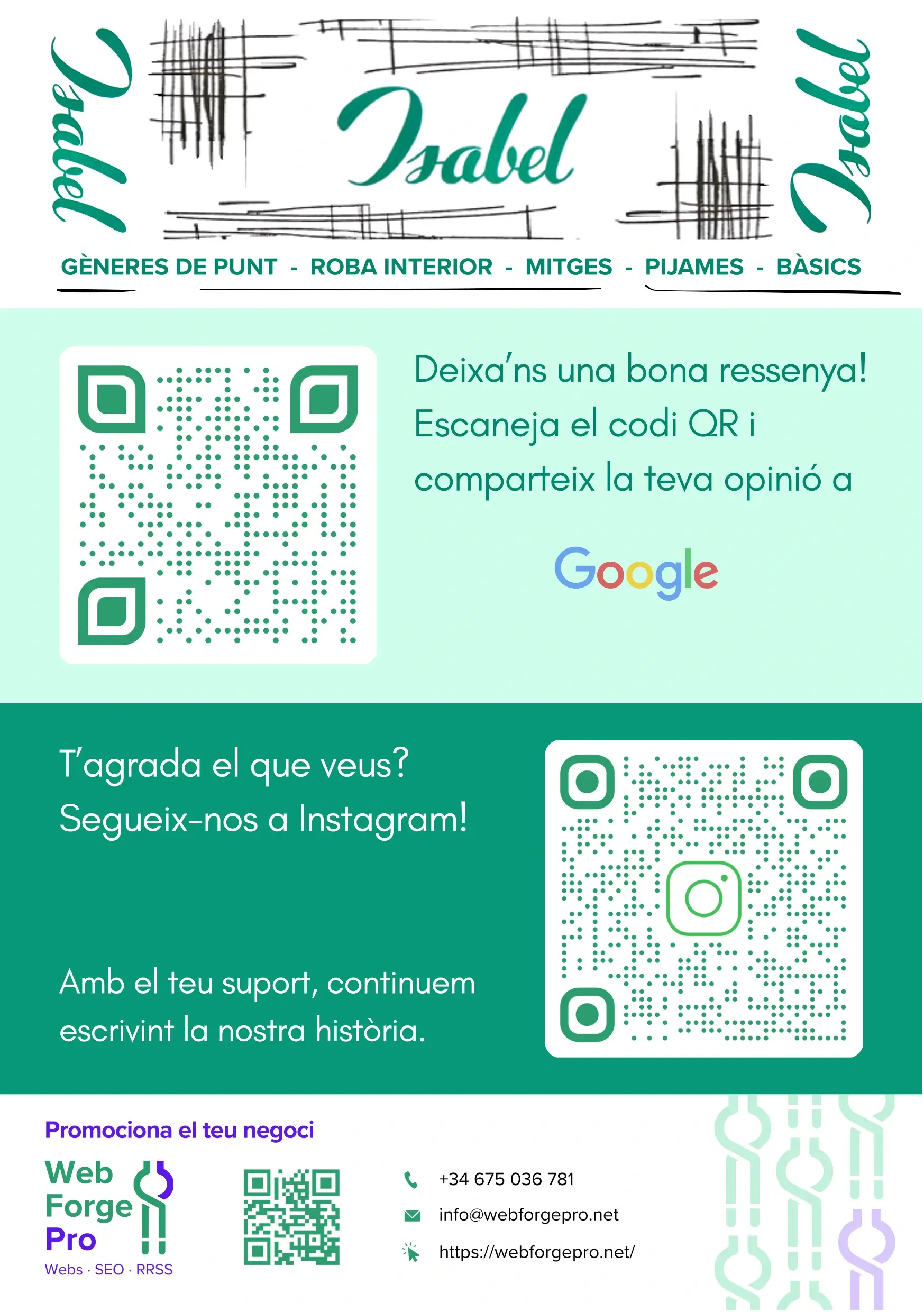 QR poster A5 format — Isabel